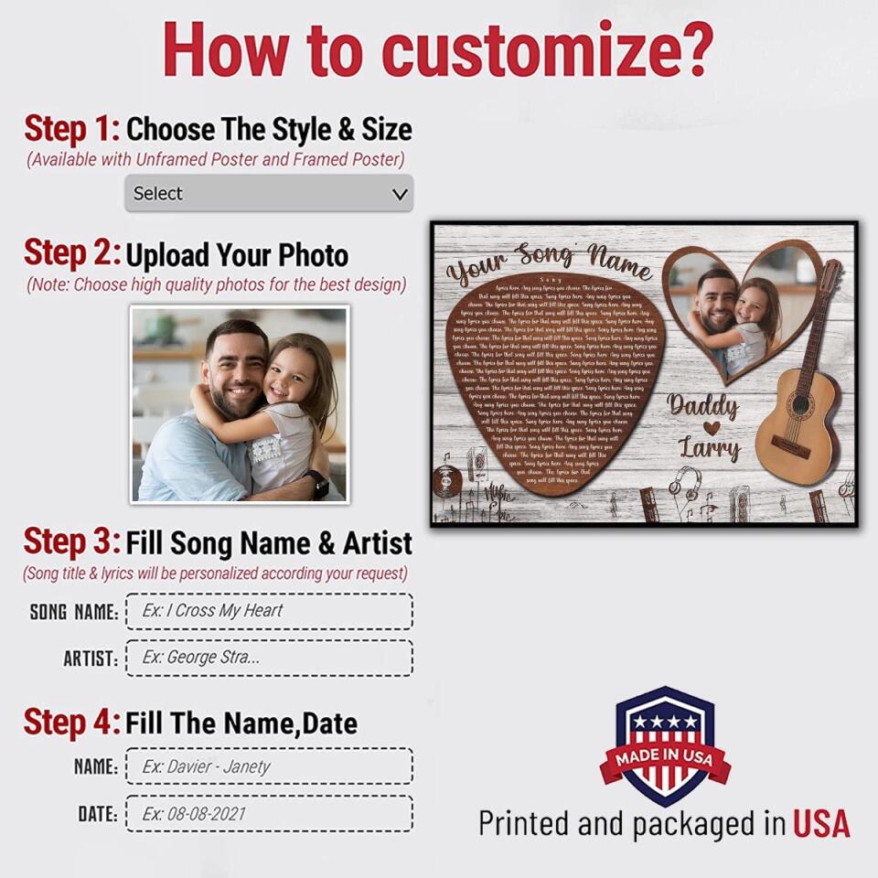 Personalized Song Lyrics Poster Prints Photo Custom Poster Printing Music Poster Gifts Wife Birthday Best Gifts For Husbands Decorative Wall Hanging