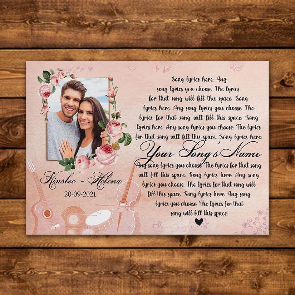Personalized Song Lyrics Canvas Prints Photo Custom Poster Printing  Music Poster Personalized Anniversary Gifts Wedding Anniversary Gifts Print Canvas Art