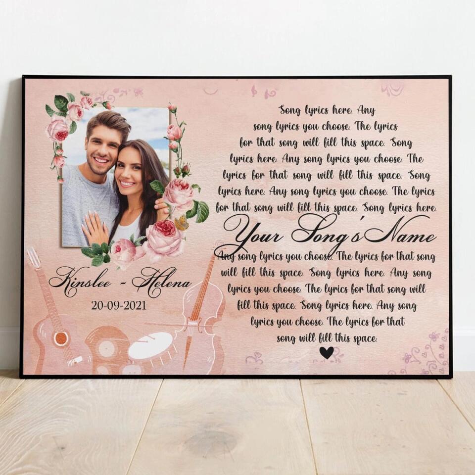Personalized Song Lyrics Canvas Prints Photo Custom Poster Printing  Music Poster Personalized Anniversary Gifts Wedding Anniversary Gifts Print Canvas Art