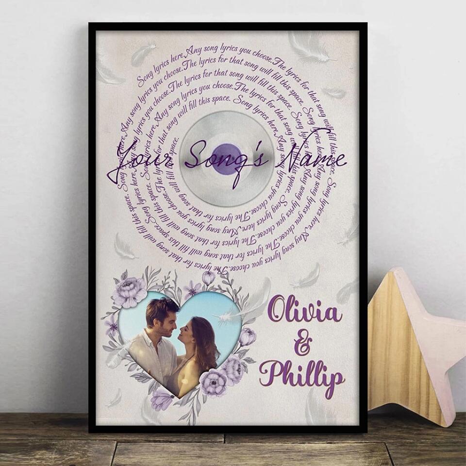 Personalized Song Lyrics Poster With Photo Custom Canvas Prints Music Poster Anniversary Gifts For Him Anniversary Gifts For Her Photo Wall Art
