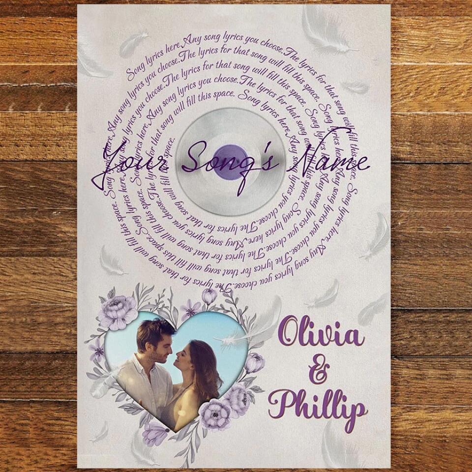 Personalized Song Lyrics Poster With Photo Custom Canvas Prints Music Poster Anniversary Gifts For Him Anniversary Gifts For Her Photo Wall Art