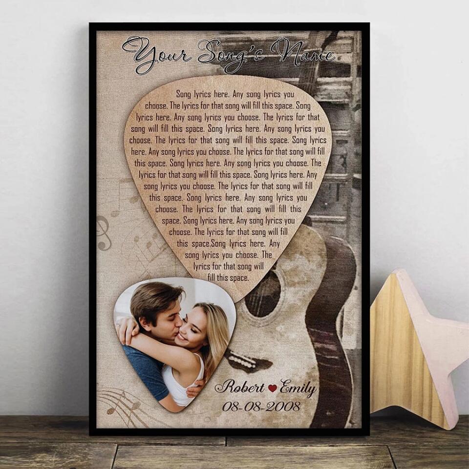 Personalized Song Lyrics Canvas With Photo Custom Poster Printing Music Poster Gifts For Girlfriend Gifts For Boyfriend Bedroom Art Wall