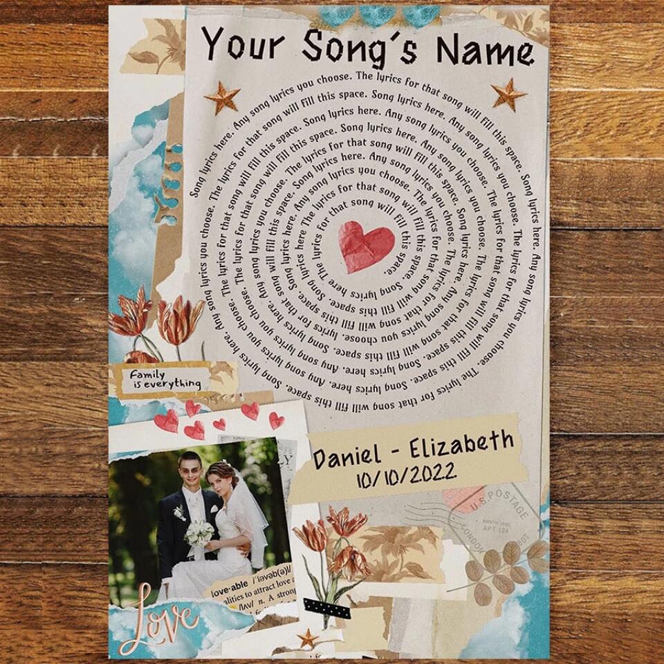 Personalized Song Lyrics Canvas With Photo Custom Poster Printing Music Poster Gifts For Wife Gifts For Husband Print Canvas Art