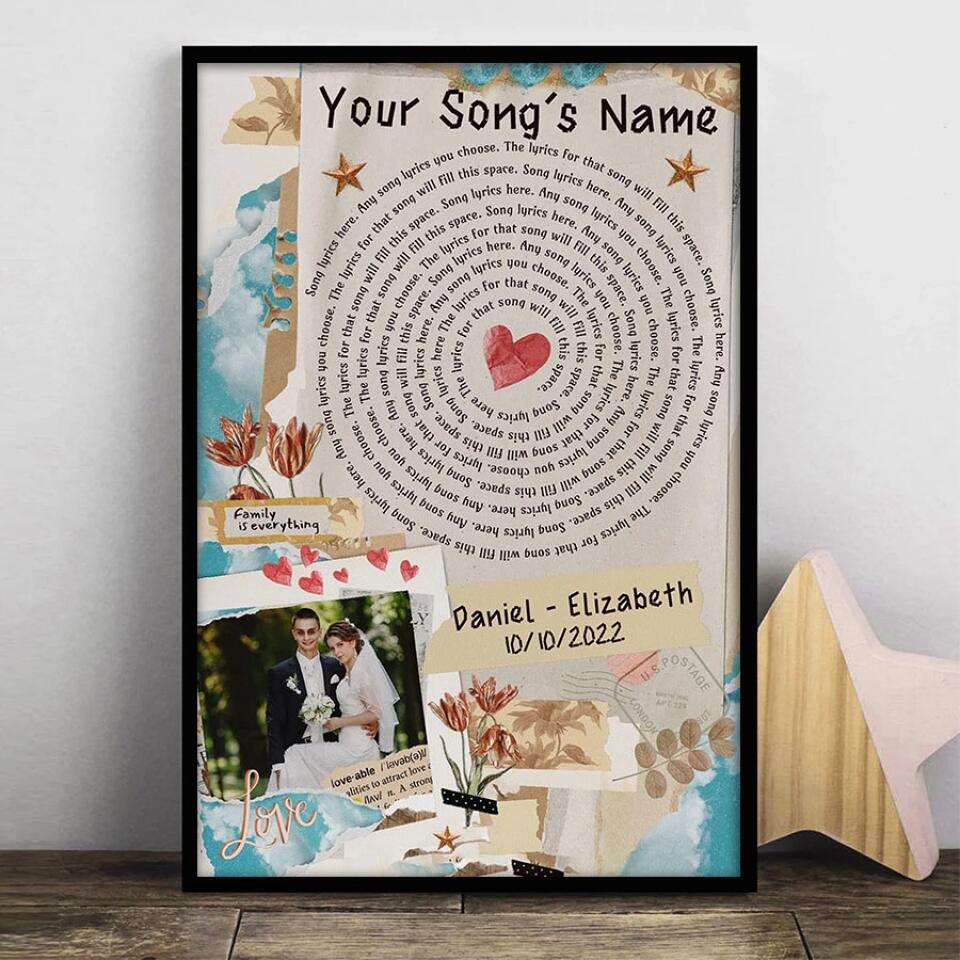 Personalized Song Lyrics Canvas With Photo Custom Poster Printing Music Poster Gifts For Wife Gifts For Husband Print Canvas Art