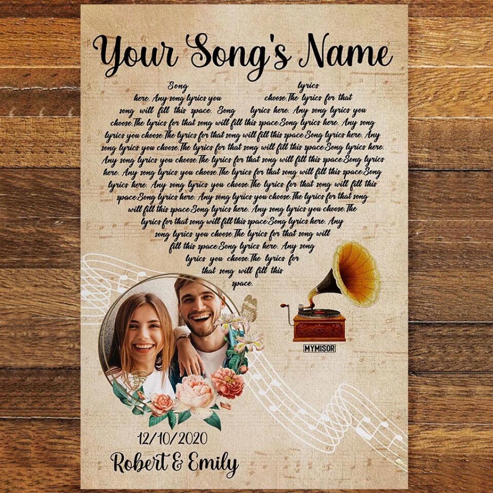 Personalized Song Lyrics Canvas With Photo Custom Poster Printing Music Poster Gifts For Wife Gifts For Husband Print Canvas Art