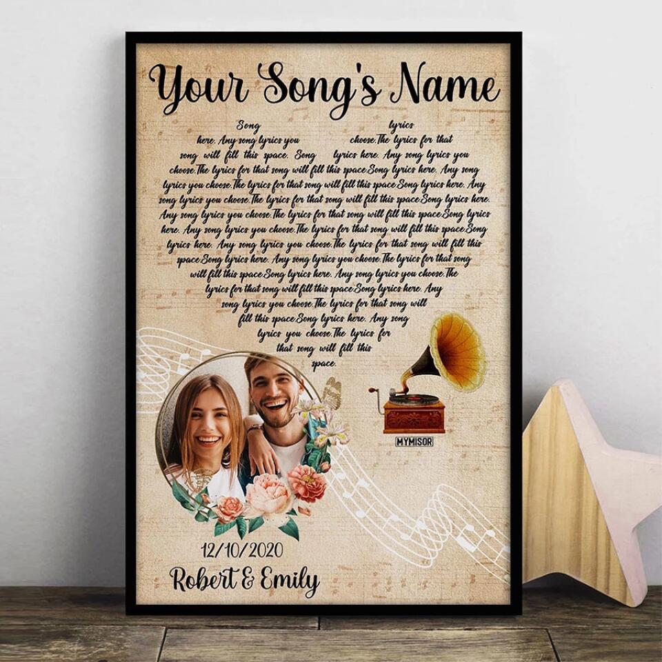 Personalized Song Lyrics Canvas With Photo Custom Poster Printing Music Poster Gifts For Wife Gifts For Husband Print Canvas Art