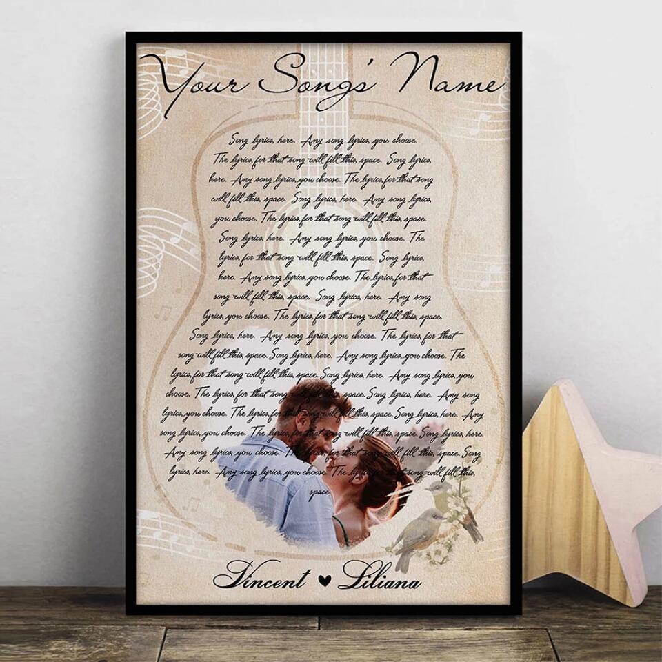Personalized Song Lyrics Canvas Prints Photo Custom Poster Printing Music Poster Wedding Gifts For Husband Gifts For Wife Hanging Wall Art