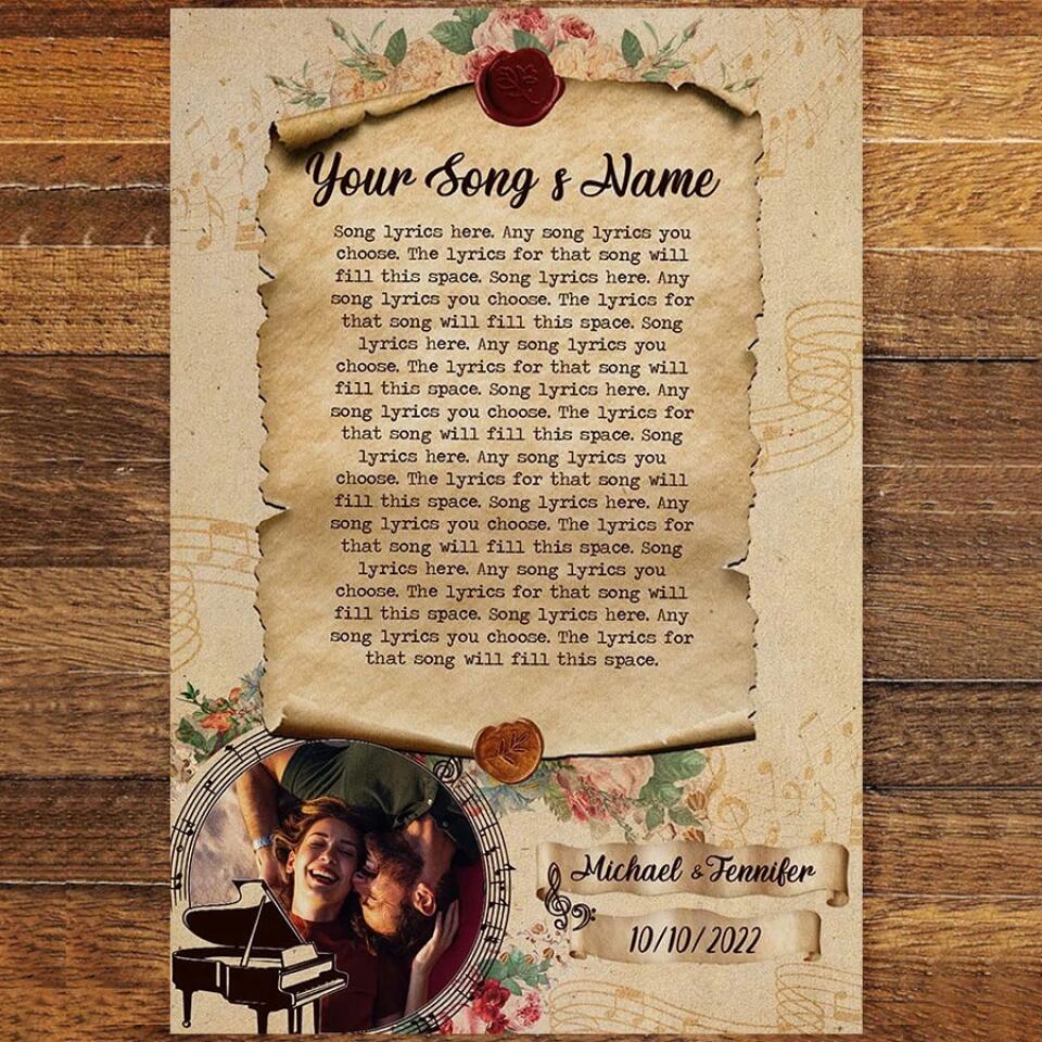 Personalized Song Lyrics Canvas Prints Photo Custom Poster Printing  Music Poster Personalized Anniversary Gifts Wedding Anniversary Gifts Print Canvas Art