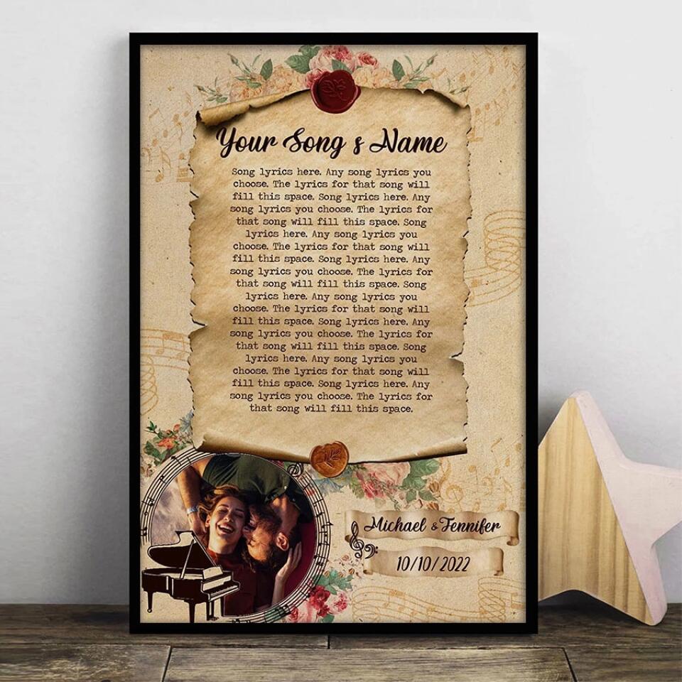 Personalized Song Lyrics Canvas Prints Photo Custom Poster Printing  Music Poster Personalized Anniversary Gifts Wedding Anniversary Gifts Print Canvas Art