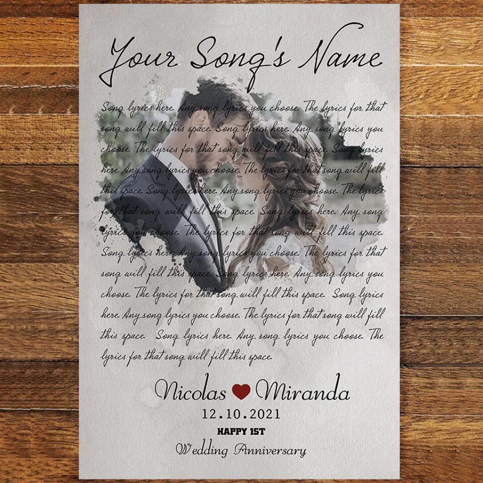 Personalized Song Lyrics Poster Prints Photo Custom Poster Printing Music Poster Romantic Gifts For Her Romantic Gifts For Him Photo Wall Art