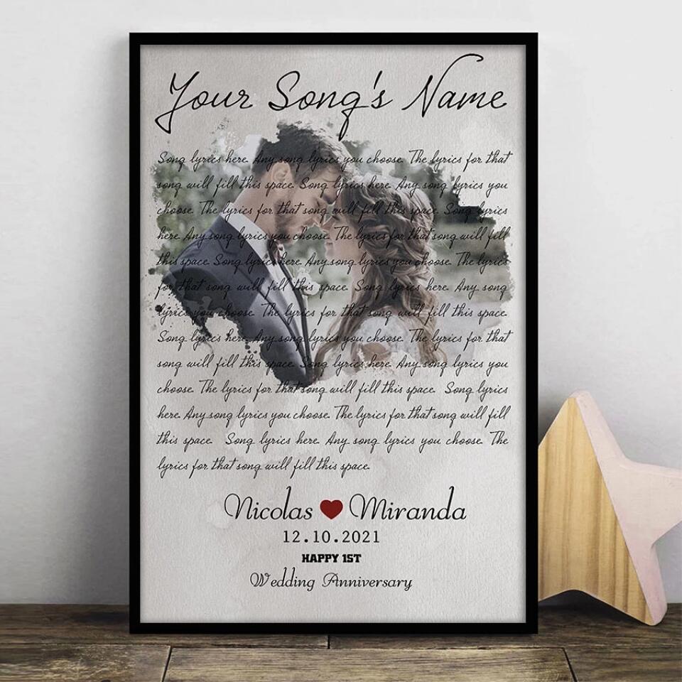 Personalized Song Lyrics Poster Prints Photo Custom Poster Printing Music Poster Romantic Gifts For Her Romantic Gifts For Him Photo Wall Art