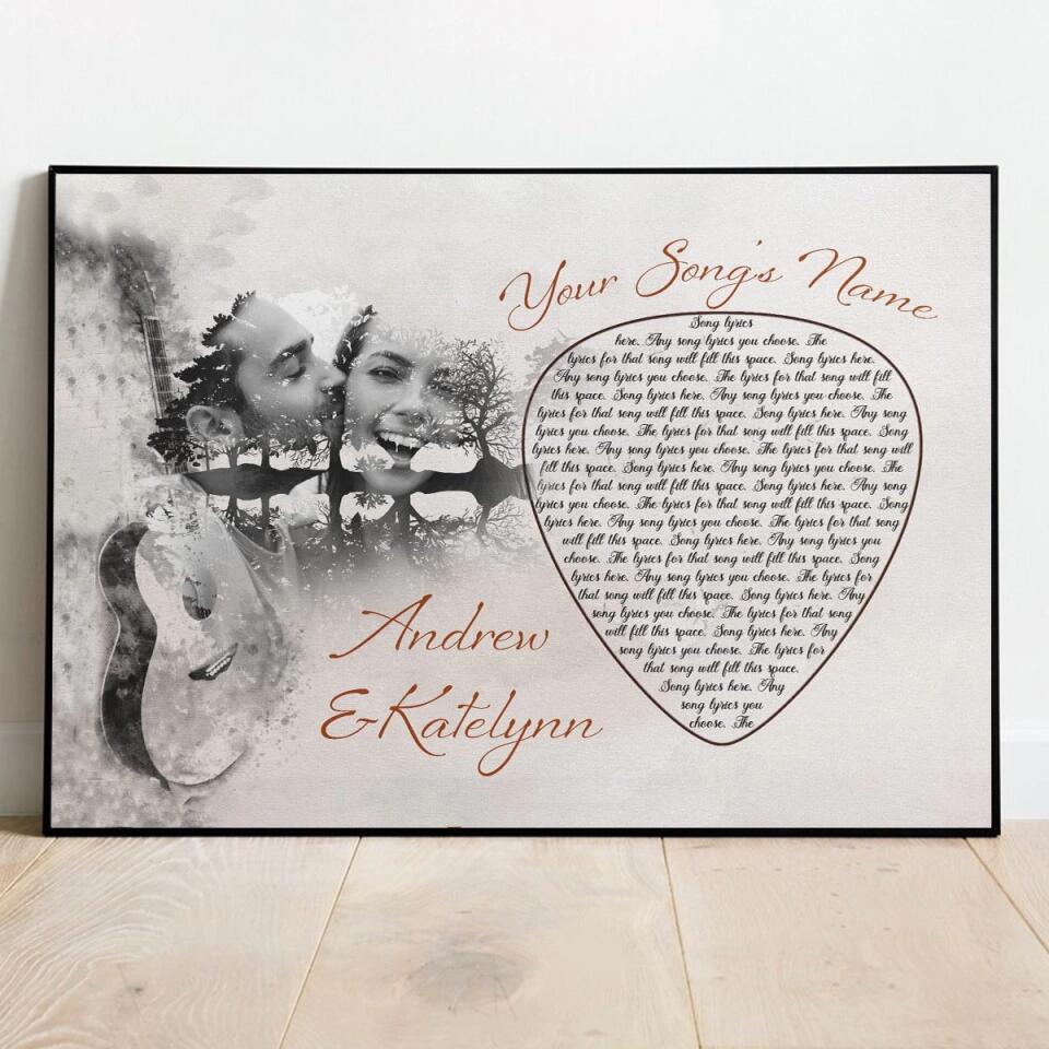 Personalized Song Lyrics Canvas With Photo Custom Poster Printing Music Poster Gifts For Girlfriend Gifts For Boyfriend Bedroom Art Wall
