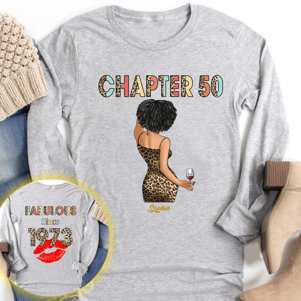 Chapter 50, Fabulous Since 1973 50th Birthday Unique T Shirt For Woman, Her Gifts For 50 Years Old , Turning 50 Birthday Cotton Shirt