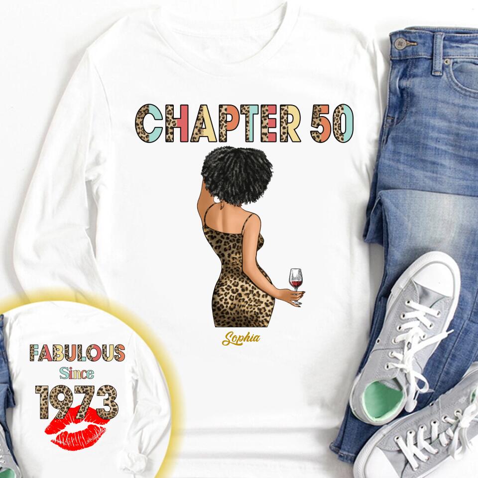 Chapter 50, Fabulous Since 1973 50th Birthday Unique T Shirt For Woman, Her Gifts For 50 Years Old , Turning 50 Birthday Cotton Shirt