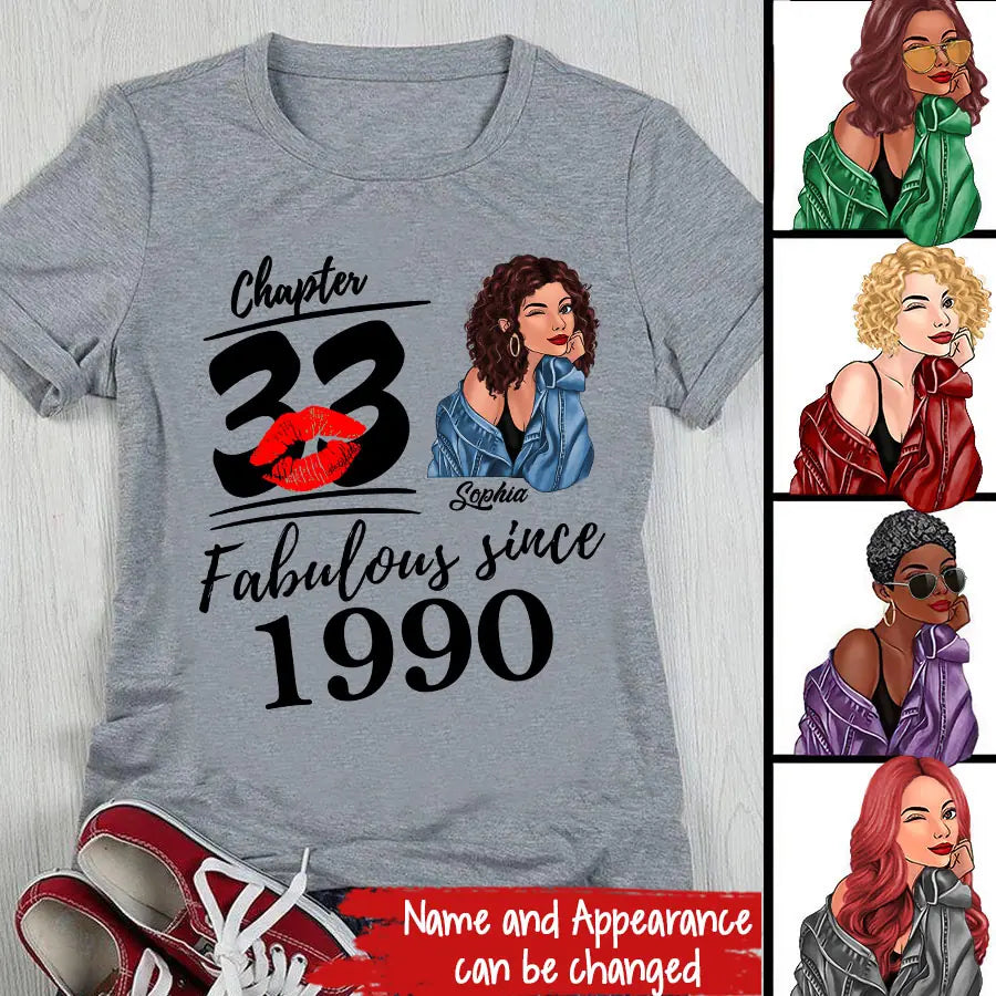 33rd Birthday Shirts For Her, Personalised 33rd Birthday Gifts, 1990 T Shirt, 33 And Fabulous Shirt, 33rd Birthday Shirt Ideas, Gift Ideas 33rd Birthday Woman