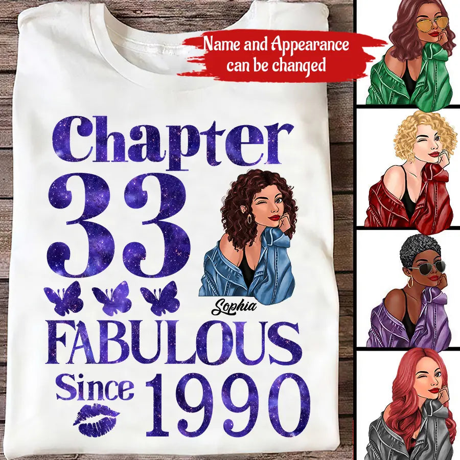 33rd Birthday Shirts, Custom Birthday Shirts, Turning 33 Shirt, Gifts For Women Turning 33, 33 And Fabulous Shirt, 1990 Shirt, 33rd Birthday Shirts For Her