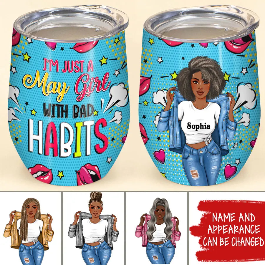 Personalized Wine Tumbler - Birthday Gift For May Queen, May birthday gifts, May birthday gift idea for her