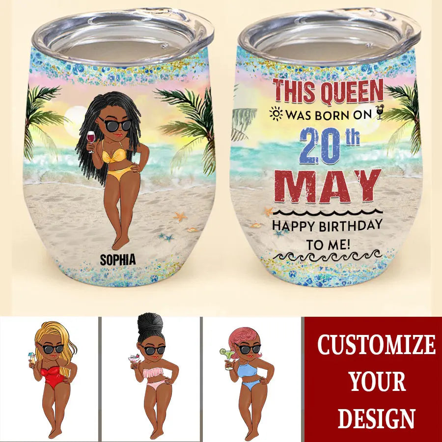 Personalized Wine Tumbler - Birthday Gift For May Queen, May birthday gifts, May Birthday Gift Idea For Her