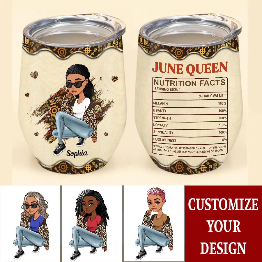 Personalized Wine Tumbler - Birthday Gift For June Queen, June birthday gifts, June Birthday Gift idea For Her