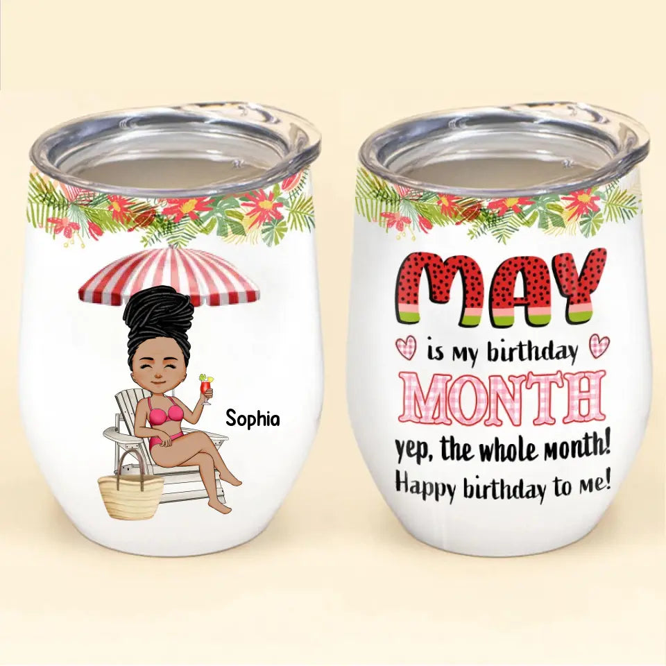 Personalized Wine Tumbler - Birthday Gift For May Queen, May birthday gifts, May Birthday Gift Idea For Her