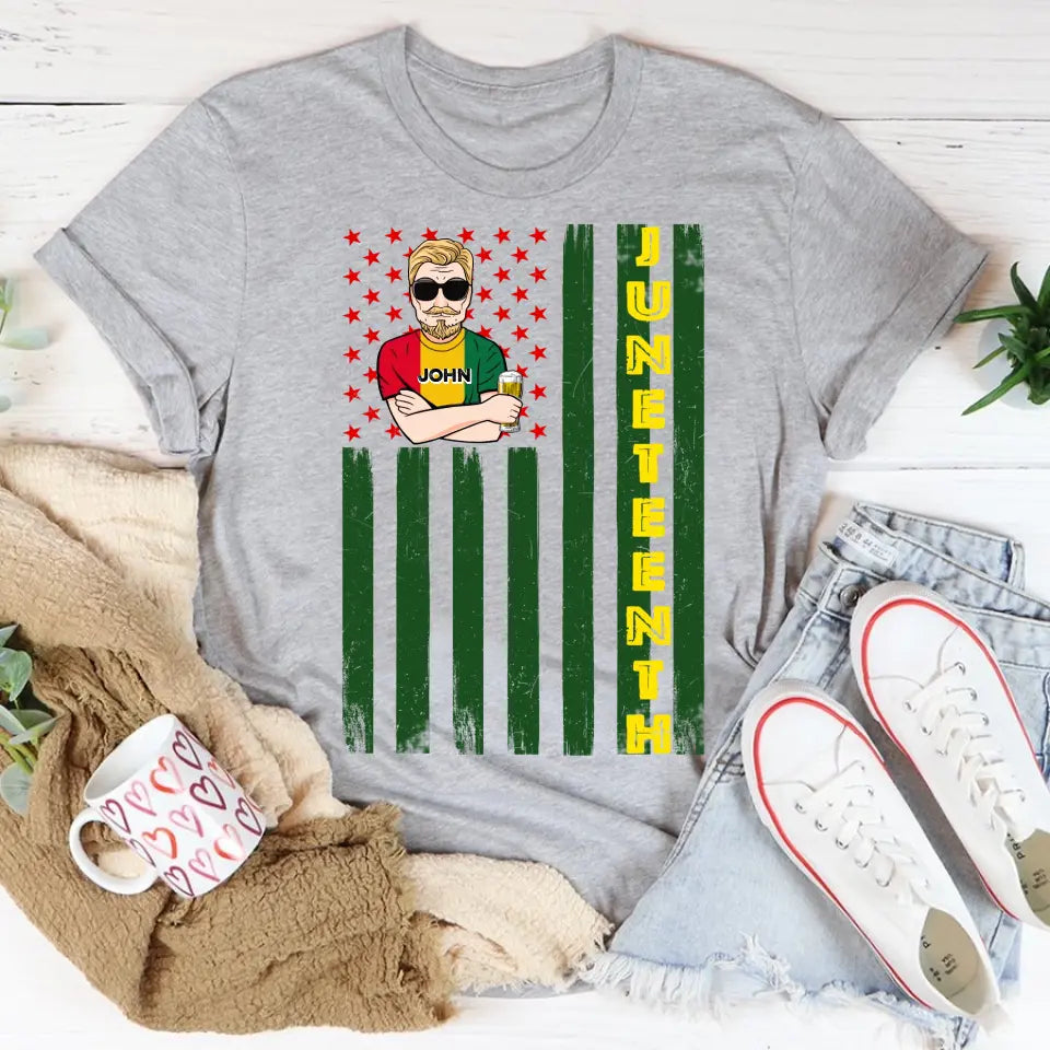 Juneteenth Shirt, Custom Juneteenth Shirt, Juneteenth Black King Melanin Dad Fathers Day Men Father Fun T-Shirt