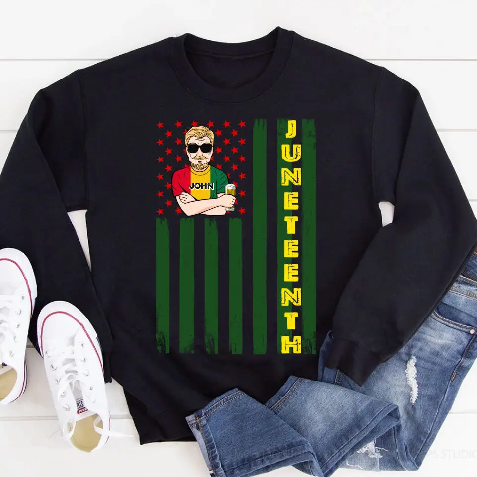 Juneteenth Shirt, Custom Juneteenth Shirt, Juneteenth Black King Melanin Dad Fathers Day Men Father Fun T-Shirt