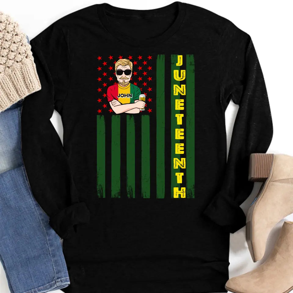 Juneteenth Shirt, Custom Juneteenth Shirt, Juneteenth Black King Melanin Dad Fathers Day Men Father Fun T-Shirt