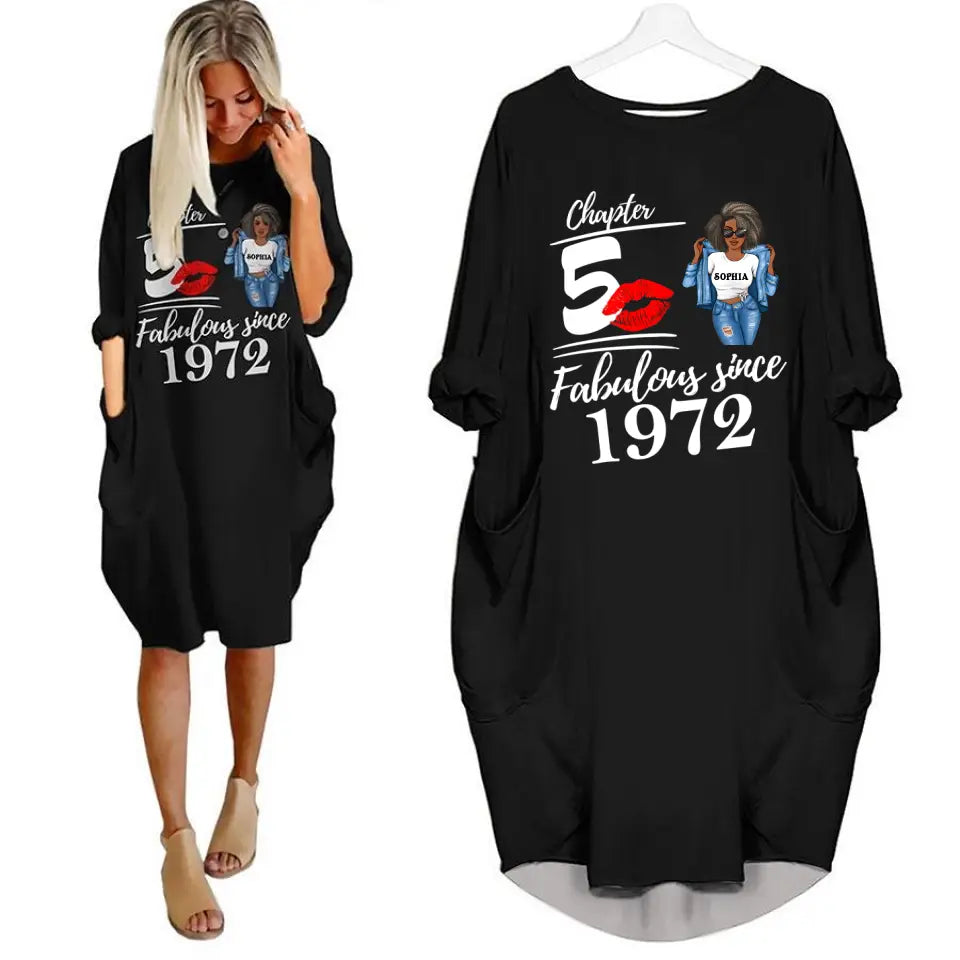 50th Birthday Dress, Custom Batwing Pocket Dress, Custom Birthday Dress, Turning 50, Gifts For Women Turning 50, 50 And Fabulous, 50th Birthday Gift For Her