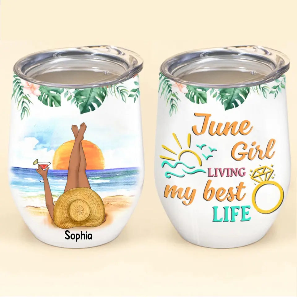 Personalized Wine Tumbler - Birthday Gift For June Queen, June birthday gifts, June Birthday Gift idea For Her