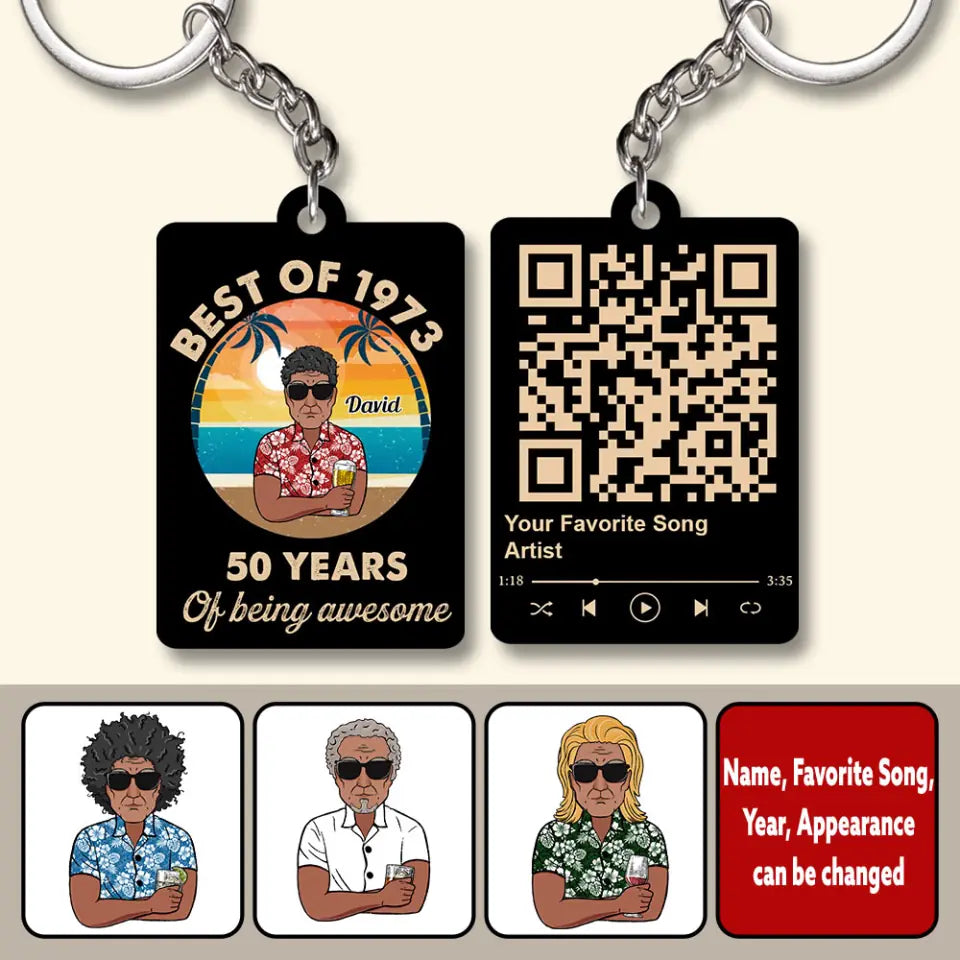 50th Birthday Acrylic Keychain, Custom Birthday  Acrylic Keychain, 1973 50th Birthday Acrylic Keychain For Man