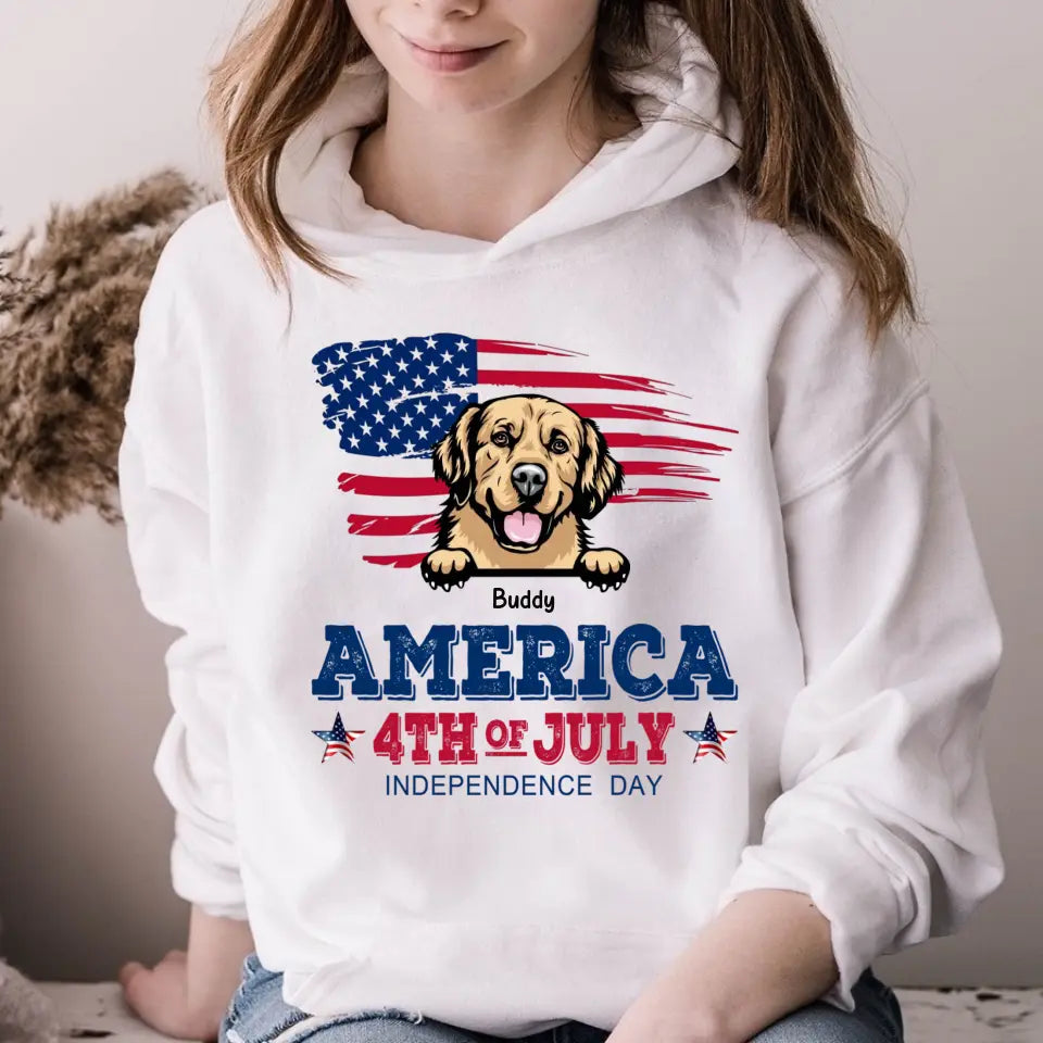 America 4th Of July, Personalized Gift for Dog Lovers, Dog Dad, Dog Mom - Independence Day With Dogs Personalized Shirt, Personalized Gift for Dog Lovers, Dog Dad, Dog Mom