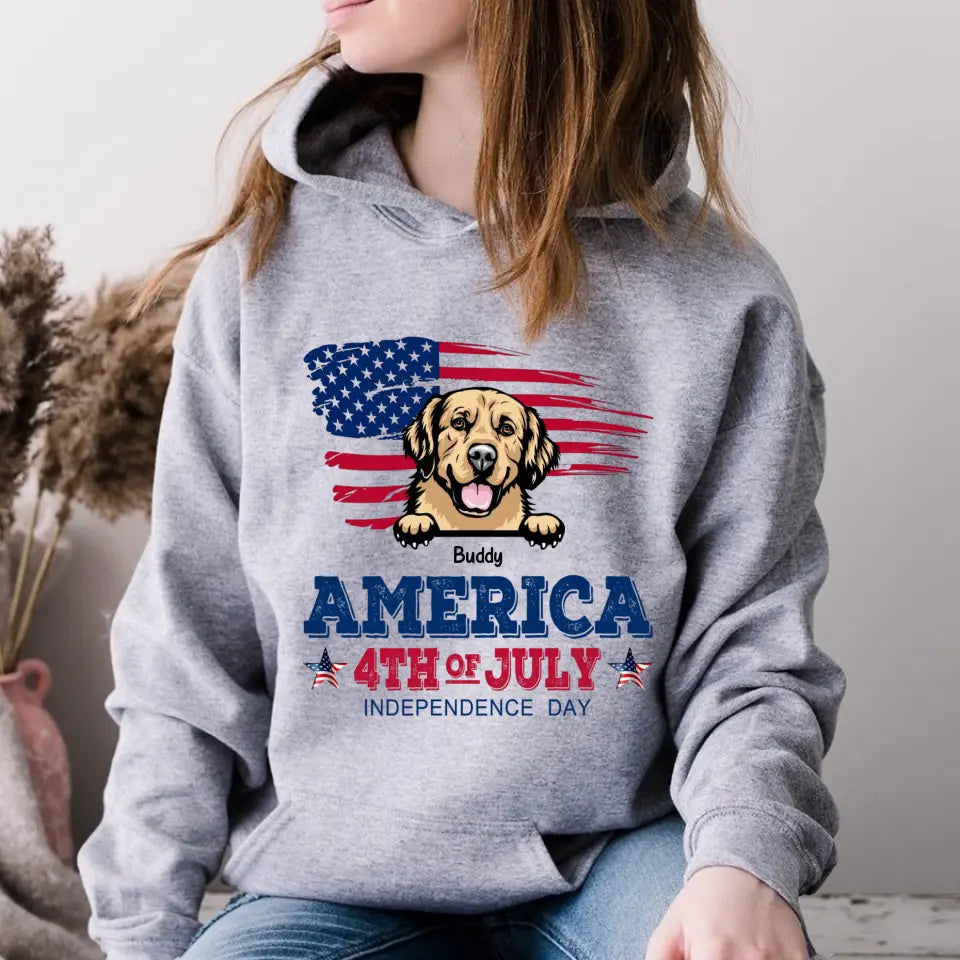 America 4th Of July, Personalized Gift for Dog Lovers, Dog Dad, Dog Mom - Independence Day With Dogs Personalized Shirt, Personalized Gift for Dog Lovers, Dog Dad, Dog Mom