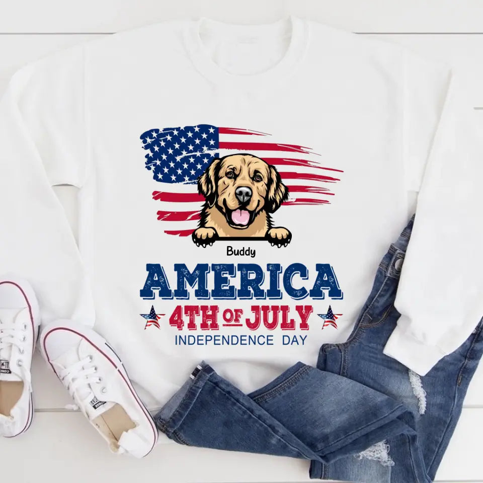 America 4th Of July, Personalized Gift for Dog Lovers, Dog Dad, Dog Mom - Independence Day With Dogs Personalized Shirt, Personalized Gift for Dog Lovers, Dog Dad, Dog Mom