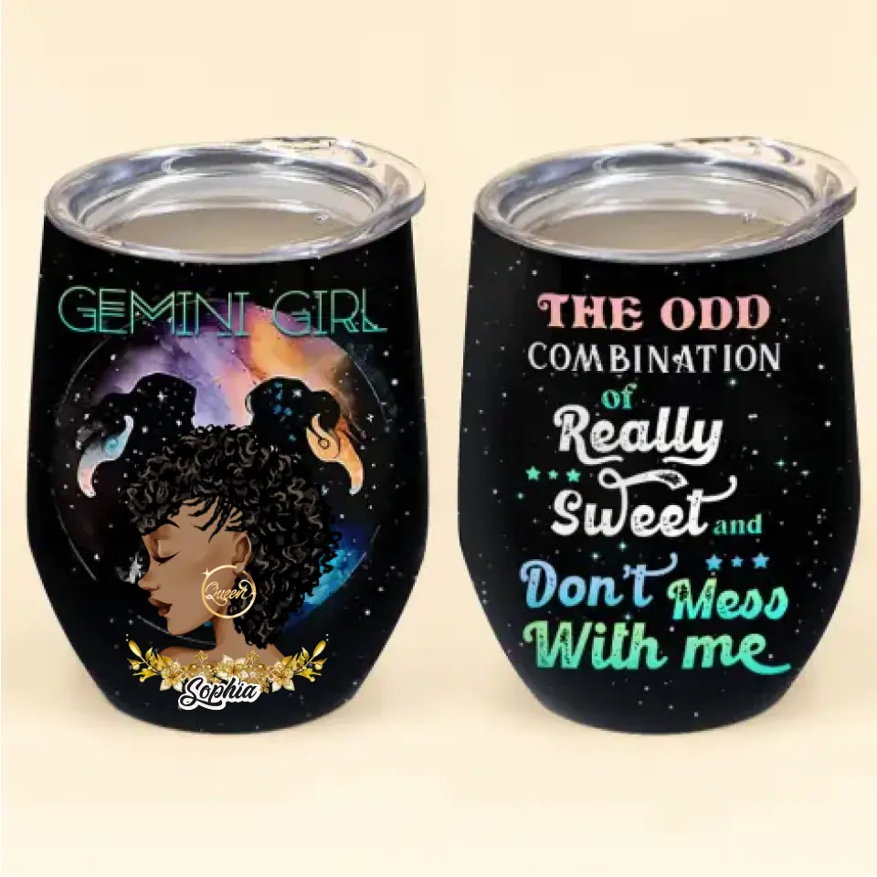 Personalized Wine Tumbler - Gemini Girl, Gemini Birthday Gift For Woman,Gemini Birthday Month, Zodiac Tumbler, Zodiac Birthday Signs