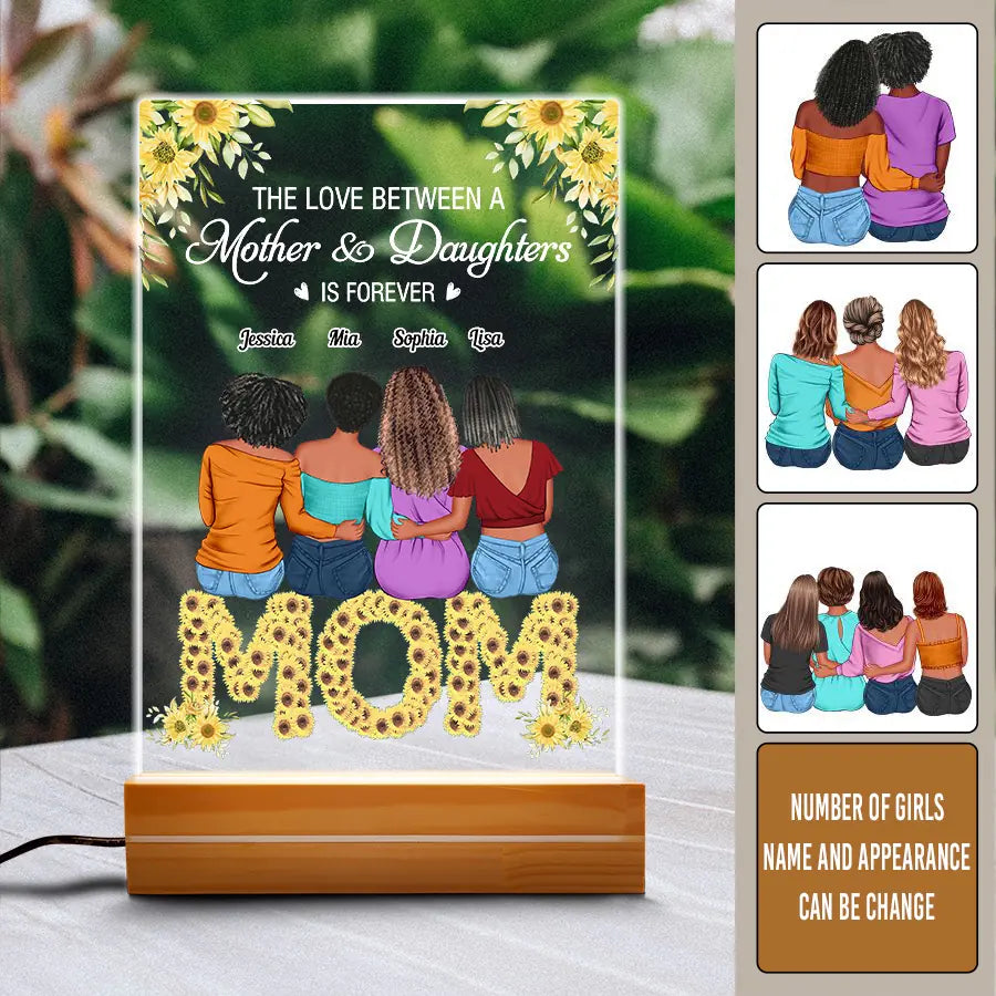 The Love Between A Mother &amp; Daughter Is Forever - Personalized 3D LED Light Wooden Base - Mother&#39;s Day, Loving Gift For Mom, Mother, Mommy, Mum