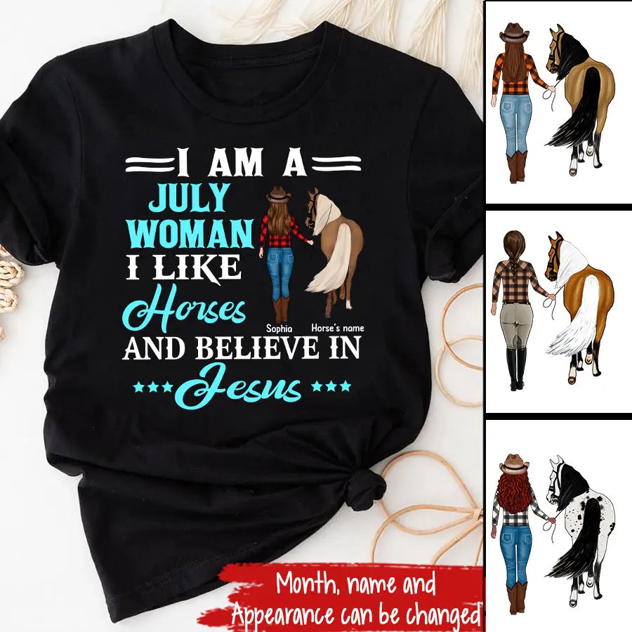 Personalized Birthday T Shirt, July Birthday Shirt, Birthday Gifts For Horse Lovers