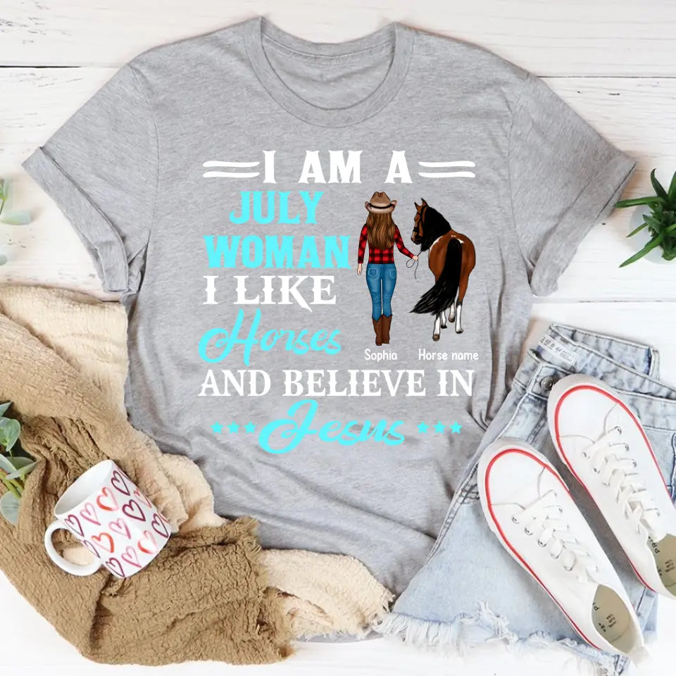 Personalized Birthday T Shirt, July Birthday Shirt, Birthday Gifts For Horse Lovers