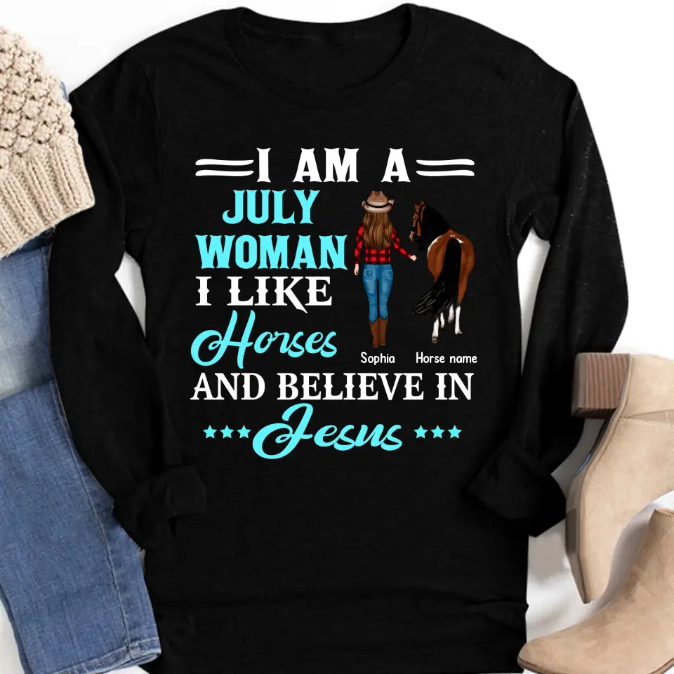 Personalized Birthday T Shirt, July Birthday Shirt, Birthday Gifts For Horse Lovers