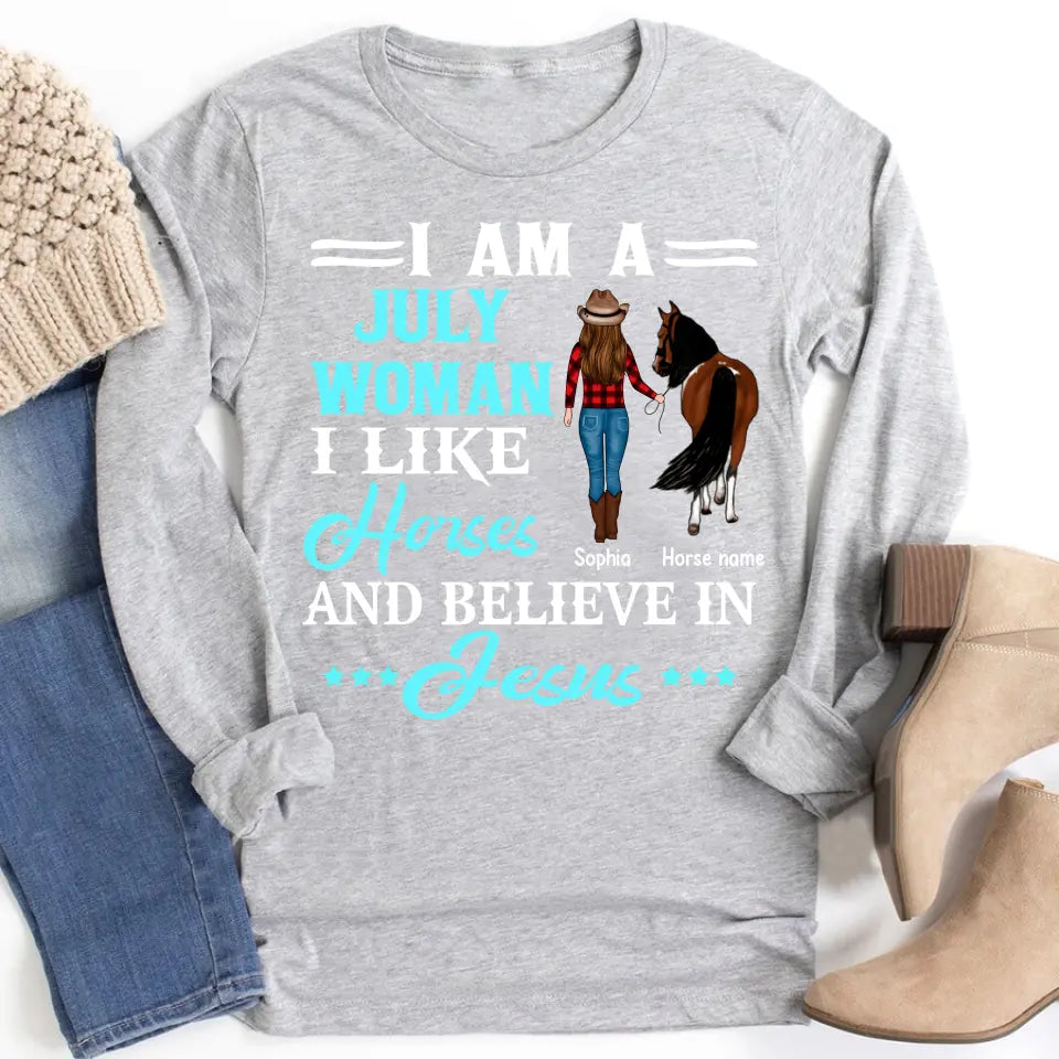 Personalized Birthday T Shirt, July Birthday Shirt, Birthday Gifts For Horse Lovers