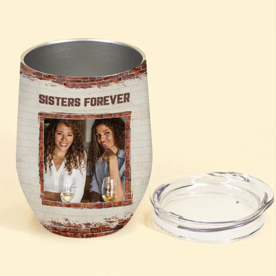 (Photo Inserted) Partners In Crime - Personalized Wine Tumbler - Birthday, Loving, Funny Gift For Sisters, Sistas, Besties, Soul Sisters