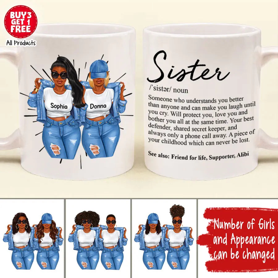 Personalized Gift for Besties, Custom Mugs for Sisters, Birthday, Loving, Funny Gift For Sisters, Sistas, Besties, Soul Sisters