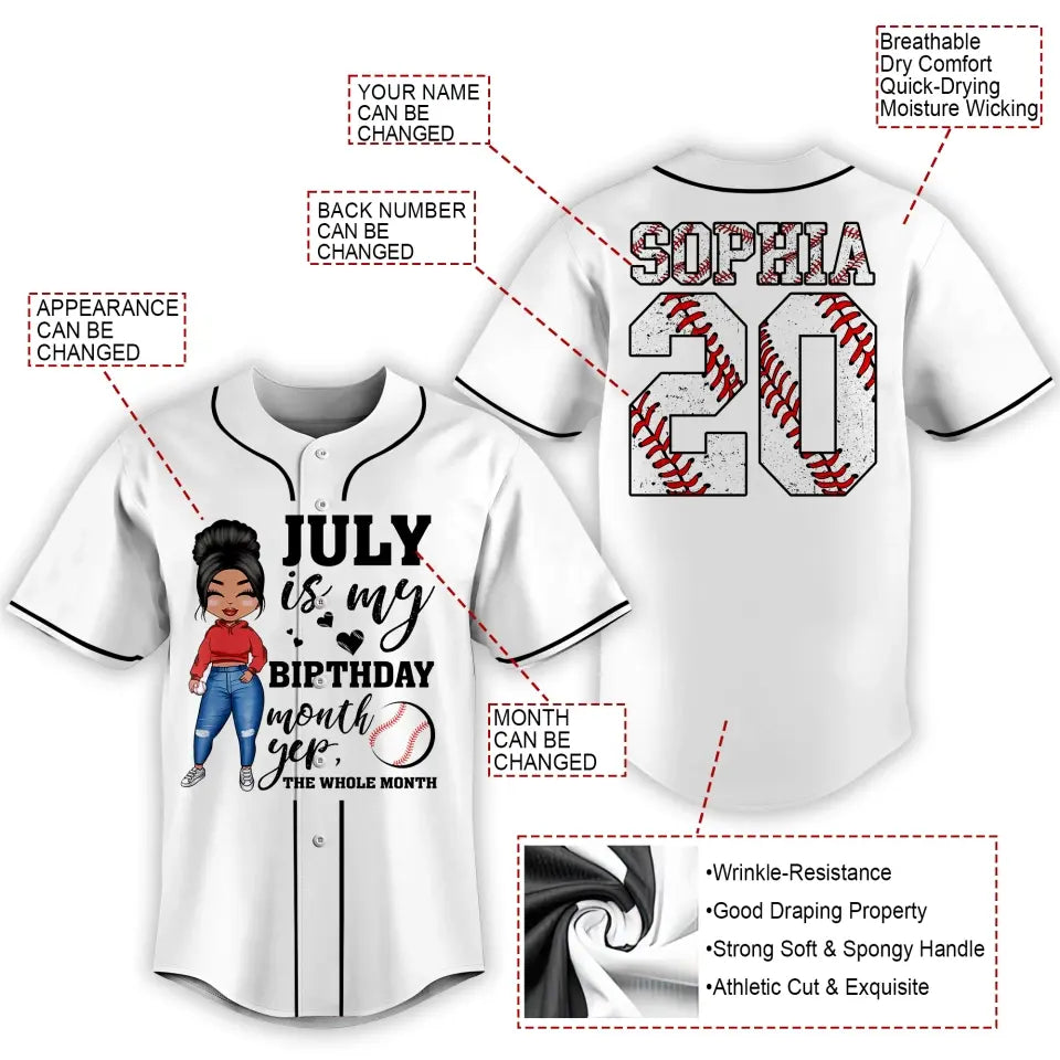 BaseBall Jersey, Custom Birthday Shirt, Queens Born In July, July Birthday Shirts For Woman, Baseball Lover