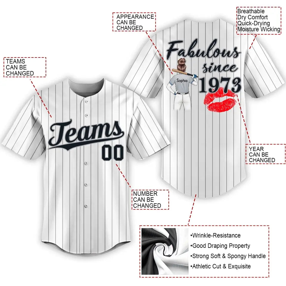 BaseBall Jersey, Custom Birthday Shirt, Turning 50 Shirt, Gifts For Women Turning 50, 50 And Fabulous Shirt, 1973 Baseball Lover