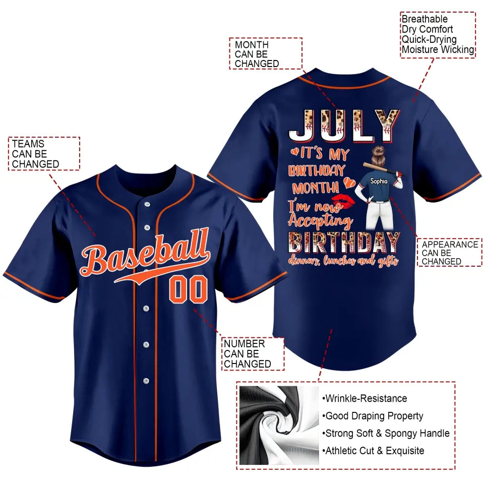 BaseBall Jersey, Custom Birthday Shirt, Queens Born In July, July Birthday Shirts For Woman, Baseball Lover