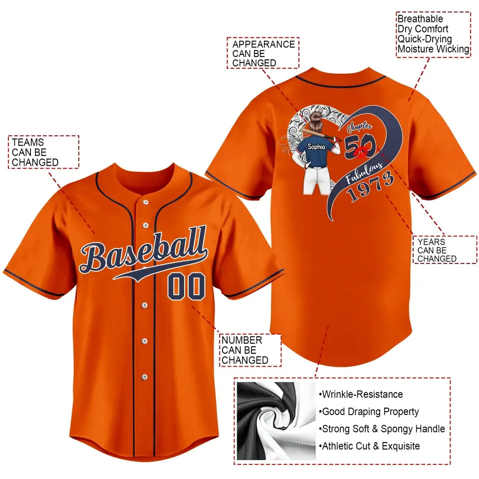 BaseBall Shirt, Custom Birthday Shirt, Turning 50 Shirt, Gifts For Woman Turning 50, 50 And Fabulous Shirt, 1973 Baseball Lover