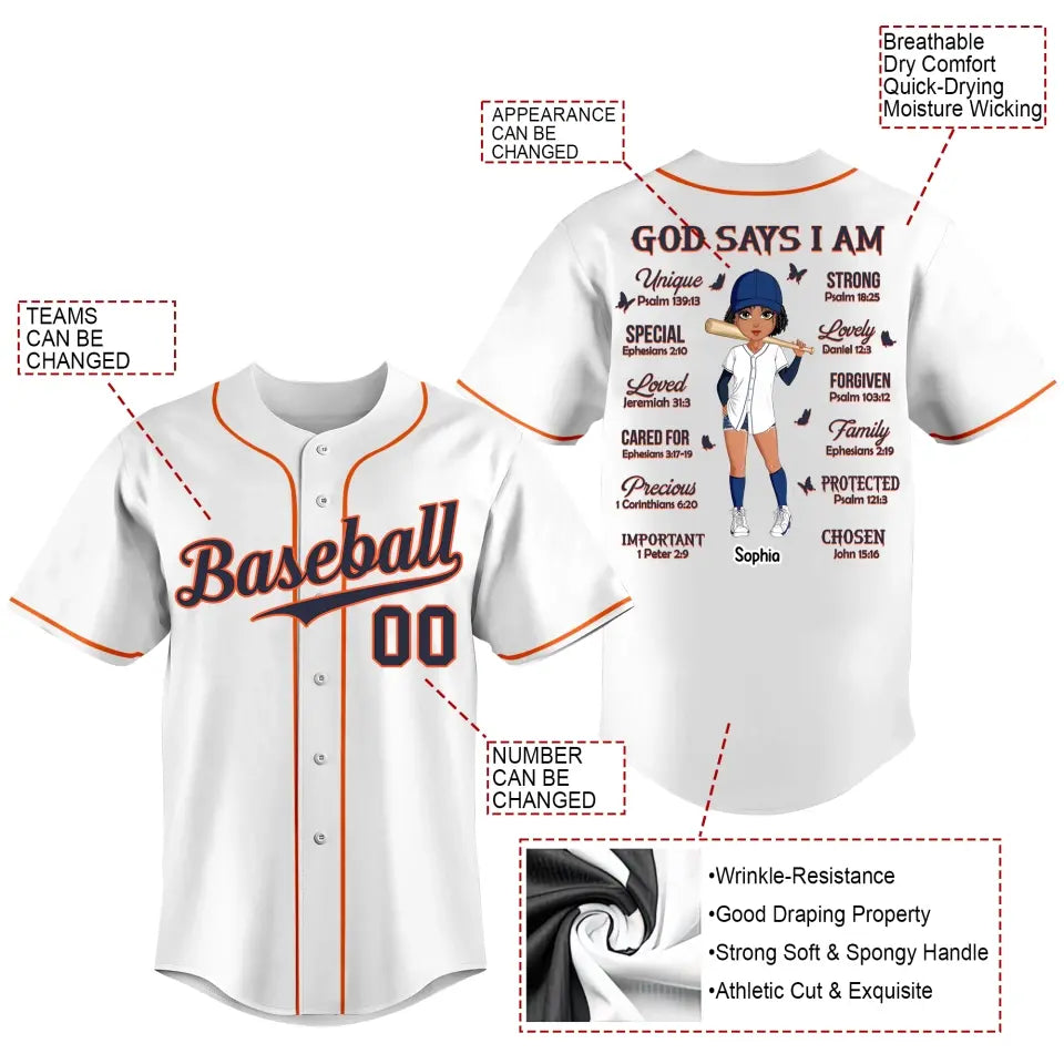 Baseball Clothes, Custom Baseball Jerseys, Baseball Lover, God Says I Am, Baseball Jersey Shirt