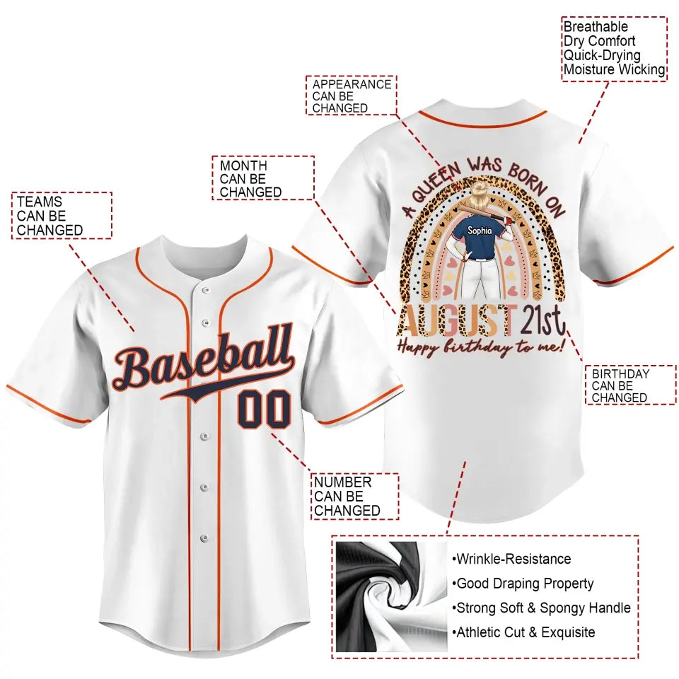 BaseBall Shirt, Custom Birthday Shirt, Queens Born In August, August Birthday Shirts For Woman, Baseball Lover