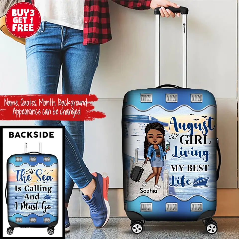 Personalized Luggage Cover, Customized Gifts For August Girls Who Loves Traveling, Best Gift For Friend, August Girls