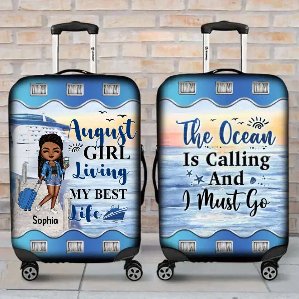 Personalized Luggage Cover, Customized Gifts For August Girls Who Loves Traveling, Best Gift For Friend, August Girls