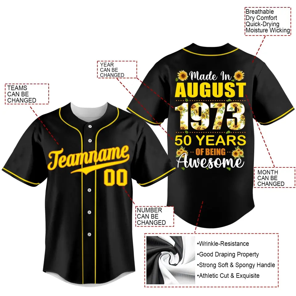 BaseBall Shirt, Custom Birthday Shirt, Turning 50 Shirt, Gifts For Women Turning 50, 50 And Fabulous Shirt, 1973 Baseball Lover